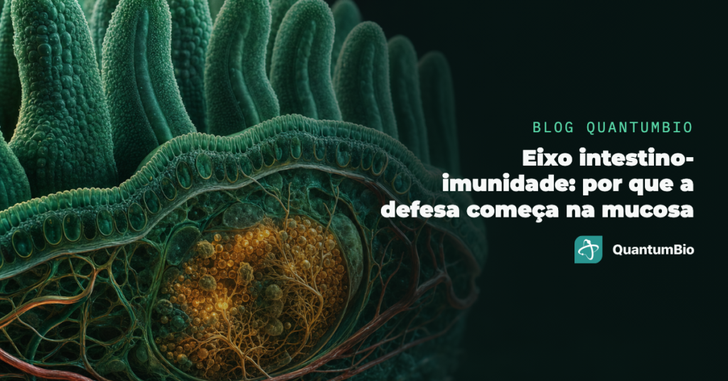 Eixo intestino-imunidade: ilustração do GALT e da microbiota intestinal — QuantumBio
